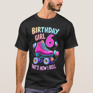 Camiseta Festa de Aniversário de 6 Anos de Menina de Patina