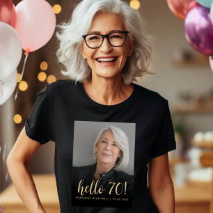 Camiseta Festa de Aniversário de 70 Anos Foto Personalizada