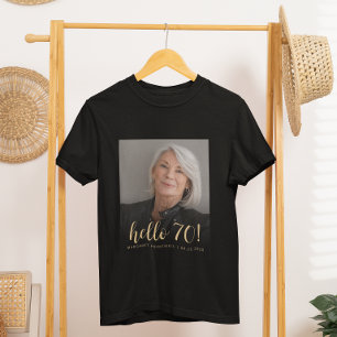 Camiseta Festa de Aniversário de 70 Anos Foto Personalizada