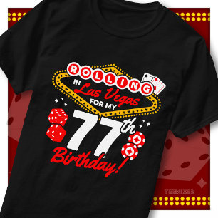 Camiseta Festa de Aniversário de 77 Anos no Cassino Rolling