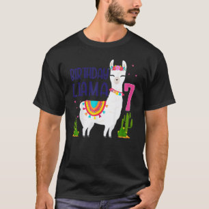 Camiseta Festa de Aniversário de 7 Anos de Lhama Família Pa