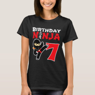 Camiseta Festa de Aniversário de 7 Anos de Ninja de Karatê