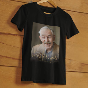Camiseta Festa de Aniversário de 80 Anos com Foto Personali