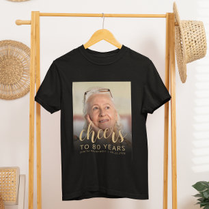 Camiseta Festa de Aniversário de 80 Anos com Foto Personali
