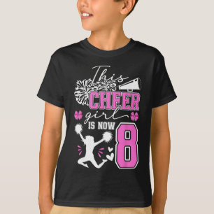 Camiseta Festa de Aniversário de 8 anos de Cheerleader
