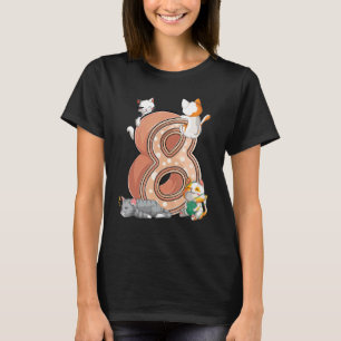 Camiseta Festa de Aniversário de 8 Anos do Gato Oito Anos d