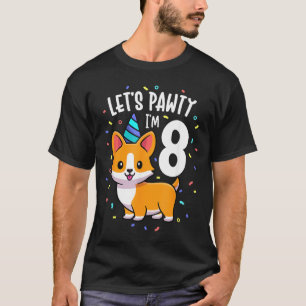 Camiseta Festa de Aniversário de 8 Anos para Amante de Corg