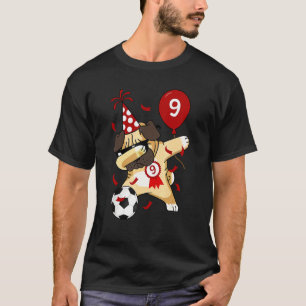 Camiseta Festa de Aniversário de 9 Anos de Futebol Pug com