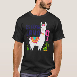 Camiseta Festa de Aniversário de 9 Anos de Lhama Família Pa