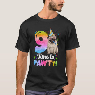 Camiseta Festa de Aniversário de 9 Anos do Pug