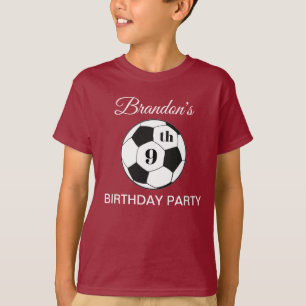 Camiseta Festa de Aniversário de 9 Anos Futebol Vermelho Me