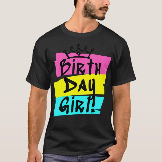 Camiseta Festa de aniversário de Aniversário para Meninas e (Frente)