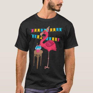 Camiseta Festa de aniversário de aves tropicais Flamingo ro