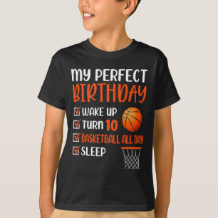 Camiseta Festa de Aniversário de Basquete de 10 Anos Menino