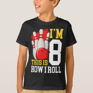 Camiseta Festa de Aniversário de Boliche 8 Anos 8º Crianças