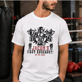 Camiseta Festa de Aniversário de Boxe Primeira Nocaute