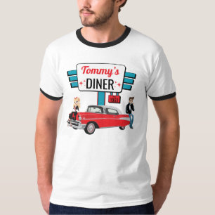 Camiseta Festa de Aniversário de Carro Retro de Lanchonete