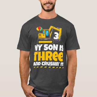 Camiseta Festa de aniversário de Construção 3 Anos Filho