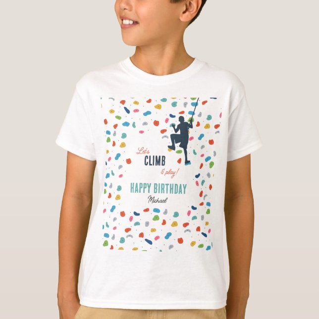 Camiseta Festa de Aniversário de criança de Pedra de Escala (Frente)