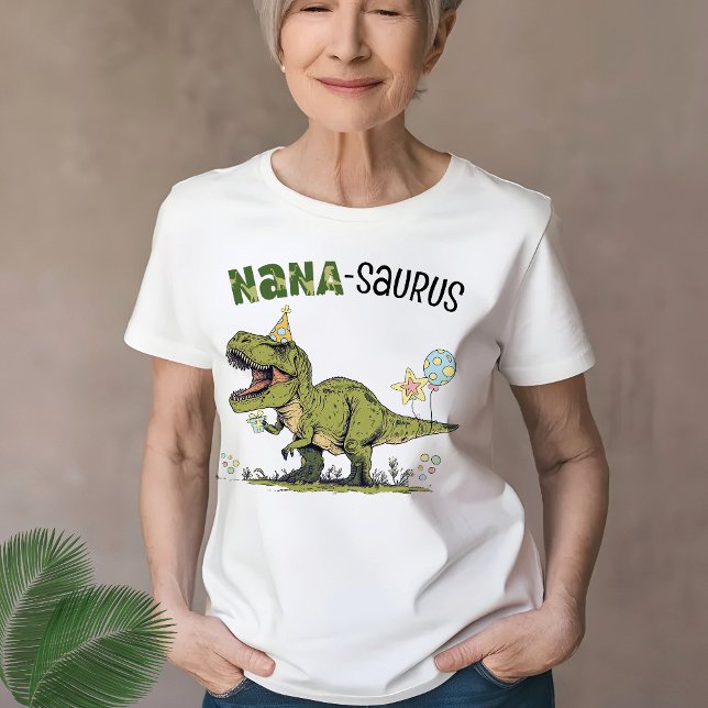 Camiseta Festa de Aniversário de criança do Tema do Dinossa (Cute Nana-saurus dinosaur theme kids birthday party matching family t-shirt, T-Rex, grandma 3-Rex )