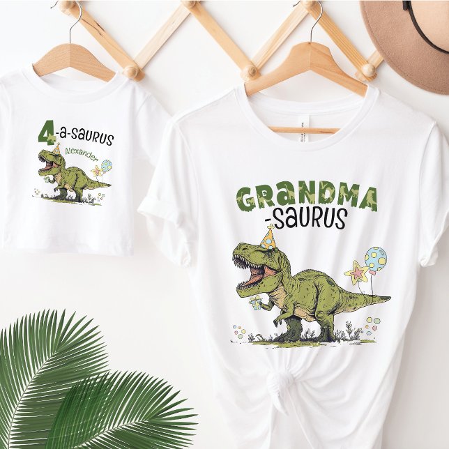Camiseta Festa de Aniversário de criança Tema Dinossauro Vo (Cute Grandma-saurus dinosaur theme kids birthday party matching family t-shirt, T-Rex, grandmother )