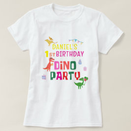 Camiseta Festa de aniversário de Dino Dinossaur Moderno e B