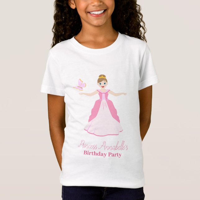 Camiseta Festa de aniversário de Fantasia Princesa Rosa (Frente)