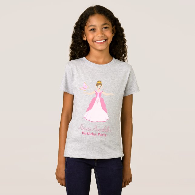 Camiseta Festa de aniversário de Fantasia Princesa Rosa (Frente Completa)