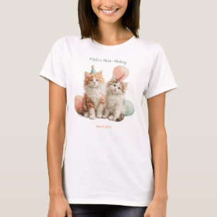 Camiseta Festa de Aniversário de Gatinho com Pata de Kit de