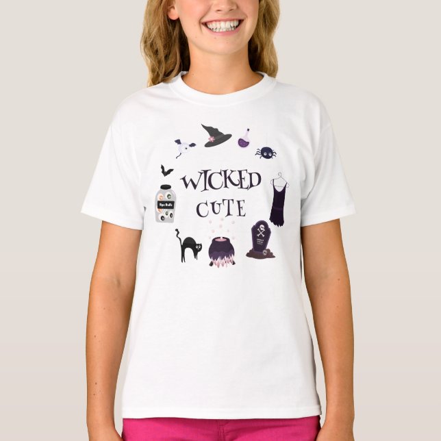 Camiseta Festa de aniversário de Halloween Kid, bruxa assus (Frente)