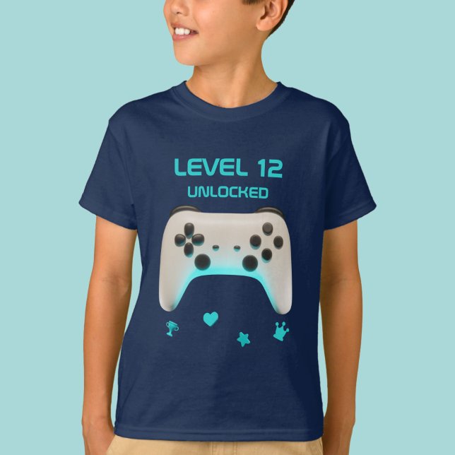 Camiseta Festa de aniversário de Jogador de Menino do Contr (Level Up Retro Controller Boy Gamer Birthday Party T-Shirt)