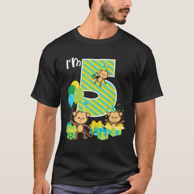 Camiseta Festa de aniversário de Macaco de Aniversário com  (Frente)