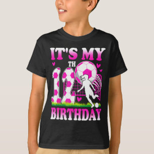 Camiseta Festa de Aniversário de Menina de 12 Anos Tema Fut