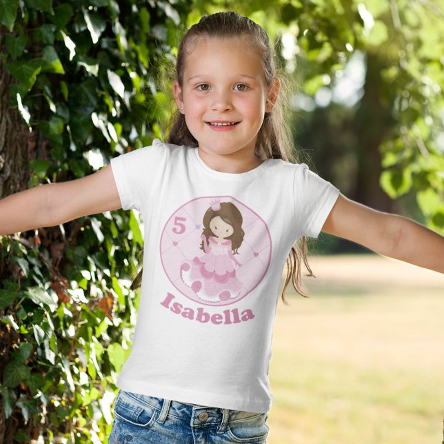 Camiseta Festa de aniversario de meninas rosa-rosa princesa (Criador carregado)