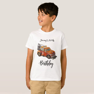 Camiseta Festa de aniversário de meninos com reboque
