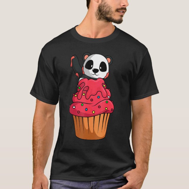 Camiseta Festa de Aniversário de Panda, Cupcake de Bday Cel (Frente)