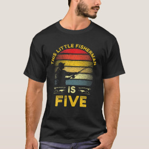 Camiseta festa de aniversário de pesca de 5 anos
