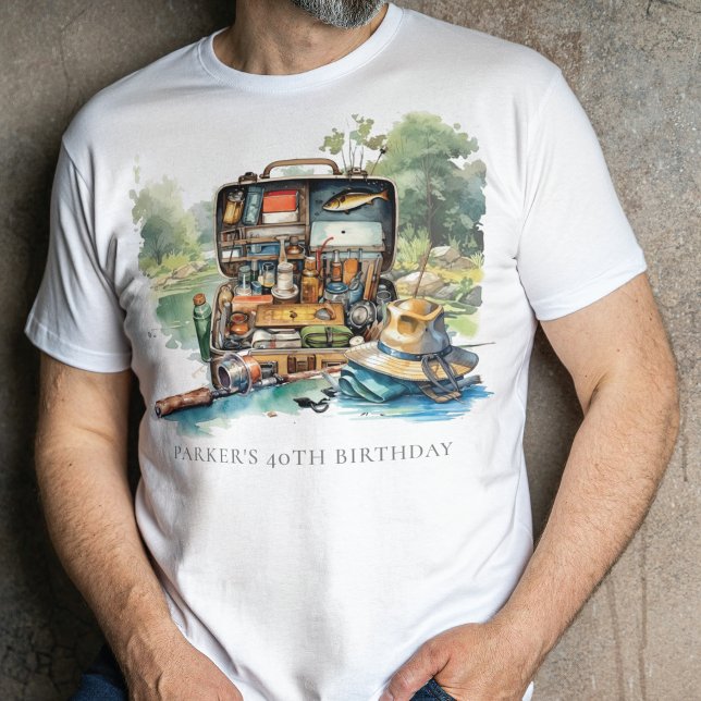 Camiseta Festa de aniversário de pesca personalizada por aq (Criador carregado)