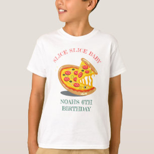 Camiseta Festa de aniversário de Pizza Moderna do Baby Slic