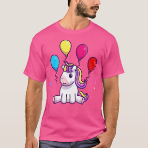 Camiseta Festa de aniversário de Unicórnio Bonito com Balão