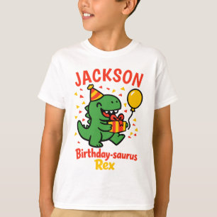 Camiseta Festa de Aniversário do Dinossauro com Nome Person