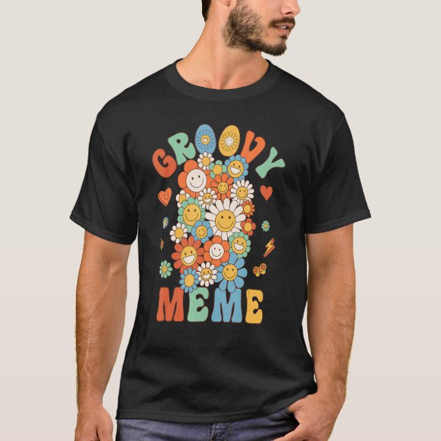 Camiseta Festa de aniversário do Groovy Meme Retro Correspo (Frente)