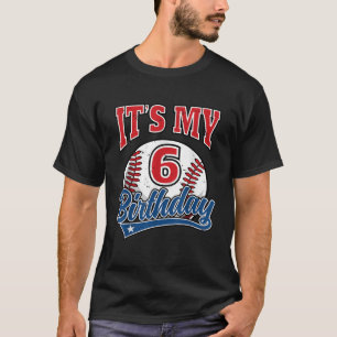 Camiseta festa de aniversário do jogador de beisebol de 6 a