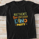 Camiseta Festa de aniversário do Moderno Cute Dino Dinosaur<br><div class="desc">Composto por tipografia manuscrita em sans serif divertida; dinossauros T-REX bonitos no fundo Este é projetado por Fornecimentos de Partido Selecionado,  exclusivo para Zazzle. Disponível aqui: http://www.zazzle.com/store/selectpartysupplies</div>