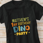 Camiseta Festa de aniversário do Moderno Cute Dino Dinosaur<br><div class="desc">Composto por tipografia manuscrita em sans serif divertida; dinossauros T-REX bonitos no fundo Este é projetado por Fornecimentos de Partido Selecionado,  exclusivo para Zazzle. Disponível aqui: http://www.zazzle.com/store/selectpartysupplies</div>