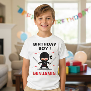Camiseta Festa de Aniversário do Ninja Guerreiro Fofa
