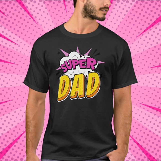 Camiseta Festa de aniversário do Super Pai Comic Book (Super DAD - matching parent's birthday t-shirts for girl's superhero themed birthday party)