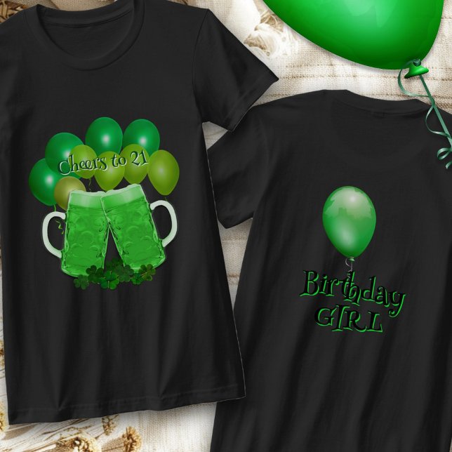 Camiseta Festa de aniversário dos Balões de Cerveja Verde (Criador carregado)