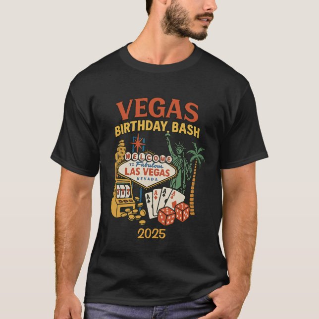 Camiseta Festa de Aniversário em Vegas Data Personalizada & (Frente)
