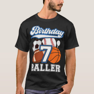 Camiseta Festa de Aniversário Esportiva de 7 Anos Menino